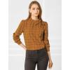 imageAllegra K Womens Tie Front Tops Long Sleeve Dressy Elegant Bow Neck ShirtBrown