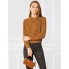 imageAllegra K Womens Tie Front Tops Long Sleeve Dressy Elegant Bow Neck ShirtBrown