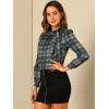 imageAllegra K Womens Tie Front Tops Long Sleeve Dressy Elegant Bow Neck ShirtDark Green