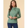 imageAllegra K Womens Tie Front Tops Long Sleeve Dressy Elegant Bow Neck ShirtGreen