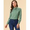 imageAllegra K Womens Tie Front Tops Long Sleeve Dressy Elegant Bow Neck ShirtGreen