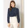 imageAllegra K Womens Tie Front Tops Long Sleeve Dressy Elegant Bow Neck ShirtNavy Blue