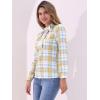 imageAllegra K Womens Tie Front Tops Long Sleeve Dressy Elegant Bow Neck ShirtWhite Yellow Green