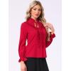 imageAllegra K Womens Victorian Blouse Vintage Ruffled Long Sleeve Button Up Gothic Shirt TopDark Red