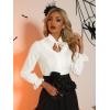 imageAllegra K Womens Victorian Blouse Vintage Ruffled Long Sleeve Button Up Gothic Shirt TopWhite