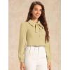 imageAllegra K Womens Vintage Bow Tie Neck Peter Pan Collar Blouse Preppy Chiffon Button Up ShirtApricot