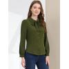 imageAllegra K Womens Vintage Bow Tie Neck Peter Pan Collar Blouse Preppy Chiffon Button Up ShirtArmy Green