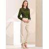 imageAllegra K Womens Vintage Bow Tie Neck Peter Pan Collar Blouse Preppy Chiffon Button Up ShirtArmy Green