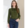 imageAllegra K Womens Vintage Bow Tie Neck Peter Pan Collar Blouse Preppy Chiffon Button Up ShirtArmy Green