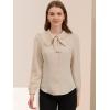 imageAllegra K Womens Vintage Bow Tie Neck Peter Pan Collar Blouse Preppy Chiffon Button Up ShirtBeige