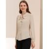 imageAllegra K Womens Vintage Bow Tie Neck Peter Pan Collar Blouse Preppy Chiffon Button Up ShirtBeige