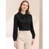 imageAllegra K Womens Vintage Bow Tie Neck Peter Pan Collar Blouse Preppy Chiffon Button Up ShirtBlack