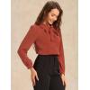 imageAllegra K Womens Vintage Bow Tie Neck Peter Pan Collar Blouse Preppy Chiffon Button Up ShirtBrick Red