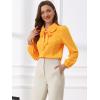 imageAllegra K Womens Vintage Bow Tie Neck Peter Pan Collar Blouse Preppy Chiffon Button Up ShirtBright Yellow