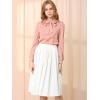 imageAllegra K Womens Vintage Bow Tie Neck Peter Pan Collar Blouse Preppy Chiffon Button Up ShirtCoral Pink
