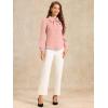 imageAllegra K Womens Vintage Bow Tie Neck Peter Pan Collar Blouse Preppy Chiffon Button Up ShirtCoral Pink