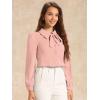 imageAllegra K Womens Vintage Bow Tie Neck Peter Pan Collar Blouse Preppy Chiffon Button Up ShirtCoral Pink