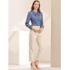imageAllegra K Womens Vintage Bow Tie Neck Peter Pan Collar Blouse Preppy Chiffon Button Up ShirtDusty Blue