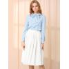 imageAllegra K Womens Vintage Bow Tie Neck Peter Pan Collar Blouse Preppy Chiffon Button Up ShirtLight Blue