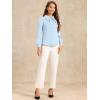 imageAllegra K Womens Vintage Bow Tie Neck Peter Pan Collar Blouse Preppy Chiffon Button Up ShirtLight Blue