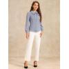 imageAllegra K Womens Vintage Bow Tie Neck Peter Pan Collar Blouse Preppy Chiffon Button Up ShirtLight Gray