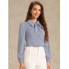 imageAllegra K Womens Vintage Bow Tie Neck Peter Pan Collar Blouse Preppy Chiffon Button Up ShirtLight Gray