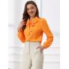 imageAllegra K Womens Vintage Bow Tie Neck Peter Pan Collar Blouse Preppy Chiffon Button Up ShirtOrange