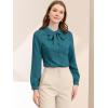 imageAllegra K Womens Vintage Bow Tie Neck Peter Pan Collar Blouse Preppy Chiffon Button Up ShirtPeacock Blue