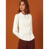 imageAllegra K Womens Vintage Bow Tie Neck Peter Pan Collar Blouse Preppy Chiffon Button Up ShirtWhite