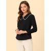 imageAllegra K Womens Vintage Peter Pan Collar Shirt Preppy Lacy Trim Long Sleeve BlouseBlack