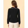 imageAllegra K Womens Vintage Peter Pan Collar Shirt Preppy Lacy Trim Long Sleeve BlouseBlack