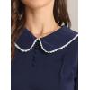 imageAllegra K Womens Vintage Peter Pan Collar Shirt Preppy Lacy Trim Long Sleeve BlouseDark Blue