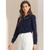 imageAllegra K Womens Vintage Peter Pan Collar Shirt Preppy Lacy Trim Long Sleeve BlouseDark Blue