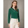 imageAllegra K Womens Vintage Peter Pan Collar Shirt Preppy Lacy Trim Long Sleeve BlouseDark Green