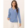 imageAllegra K Womens Vintage Peter Pan Collar Shirt Preppy Lacy Trim Long Sleeve BlouseDusty Blue