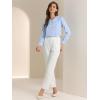 imageAllegra K Womens Vintage Peter Pan Collar Shirt Preppy Lacy Trim Long Sleeve BlouseSky Blue