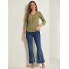 imageAllegra K Womens Vintage Polka Dots 34 Sleeve Button Front V Neck Casual Office Blouse TopArmy Green