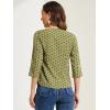 imageAllegra K Womens Vintage Polka Dots 34 Sleeve Button Front V Neck Casual Office Blouse TopArmy Green