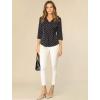 imageAllegra K Womens Vintage Polka Dots 34 Sleeve Button Front V Neck Casual Office Blouse TopBlack