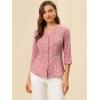 imageAllegra K Womens Vintage Polka Dots 34 Sleeve Button Front V Neck Casual Office Blouse TopPink