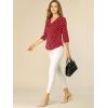 imageAllegra K Womens Vintage Polka Dots 34 Sleeve Button Front V Neck Casual Office Blouse TopRed