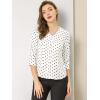 imageAllegra K Womens Vintage Polka Dots 34 Sleeve Button Front V Neck Casual Office Blouse TopWhite