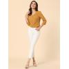 imageAllegra K Womens Vintage Polka Dots 34 Sleeve Button Front V Neck Casual Office Blouse TopYellow
