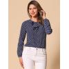 imageAllegra K Womens Vintage Ruffle Neck Chiffon Top Long Sleeve Casual Office BlouseDark Bluedots