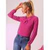 imageAllegra K Womens Vintage Ruffle Neck Chiffon Top Long Sleeve Casual Office BlouseFushciasolid