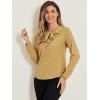 imageAllegra K Womens Vintage Ruffle Neck Chiffon Top Long Sleeve Casual Office BlouseKhakidots