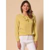 imageAllegra K Womens Vintage Ruffle Neck Chiffon Top Long Sleeve Casual Office BlouseLight Yellowdots