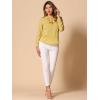 imageAllegra K Womens Vintage Ruffle Neck Chiffon Top Long Sleeve Casual Office BlouseLight Yellowdots