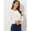imageAllegra K Womens Vintage Ruffle Neck Chiffon Top Long Sleeve Casual Office BlouseWhitesolid