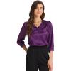 imageAllegra K Womens Casual Dressy Office Blouses 34 Sleeve V Neck Satin ShirtDark Purple